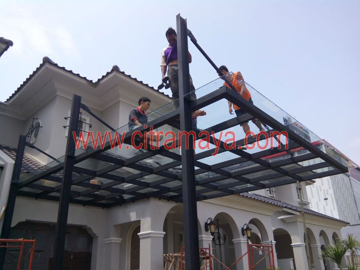 Kanopi Kaca Gantung (Seling) untuk Carport - Lebih Luas & Modern Tanpa Banyak Tiang
